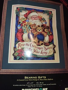 Dimensions Gold Collection Bearing Gifts Santa & Teddies Cross Stitch Kit #8638 - Picture 1 of 7