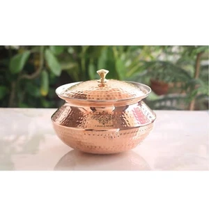 Copper Handi/Degchi with Tin Lining Inside, 3600 ML for Serving Curries, Biryani - Picture 1 of 5