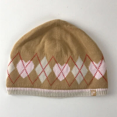 Gap Kids L/XL 2006 сезон зимняя шляпа Beanie крышка бежевый с розовыми сердцами - Изображение 1 из 4