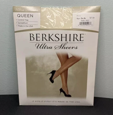Berkshire Ultra Sheers Queen Control Top Meia-calça EUA Sandália Pé Marfim Tamanho 3X-4X - Imagem 1 de 4