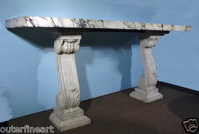 19th Century “Renaissance Style" Carved Italian Carrara Marble Console  - Image 1 of 4