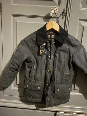 Children’s Wax Barbour Jacket Navy Blue Size S Lovely Condition - Image 1 of 2