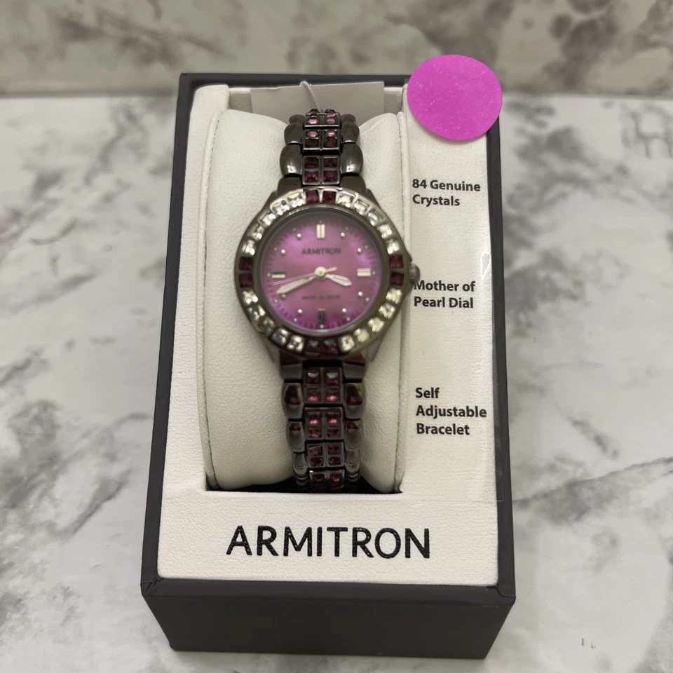 Armitron Women's Purple Swarovski Crystal Accented Gunmetal Watch Stainless Steel