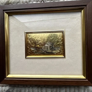 Bild von Dino Fontana Lithographie auf Goldfolie Wassermühle - Bild 1 von 4