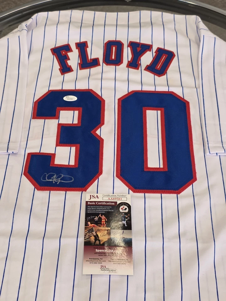 Camiseta deportiva Cliff Floyd autografiada/firmada certificado de autenticidad JSA blanca personalizada  Foto 1 de 4