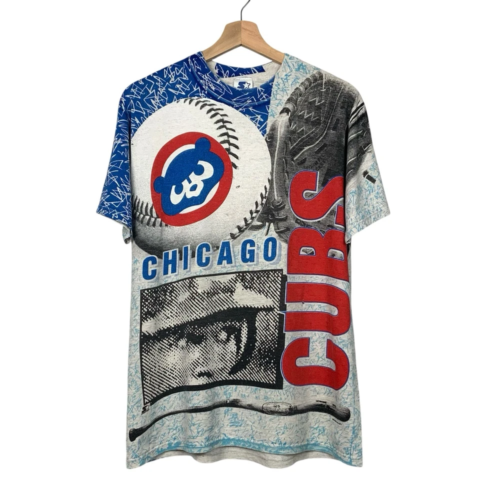 Camiseta De Colección Años 90 Chicago Cubs MLB Béisbol Starter AOP Estampado Completo Mediana Foto 1 de 4