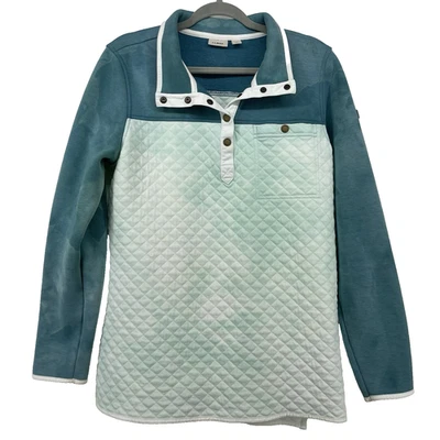 LL Bean Size XL Quilted Pullover Sweatshirt Snap Button Colorblock Mock Neck - Image 1 of 4