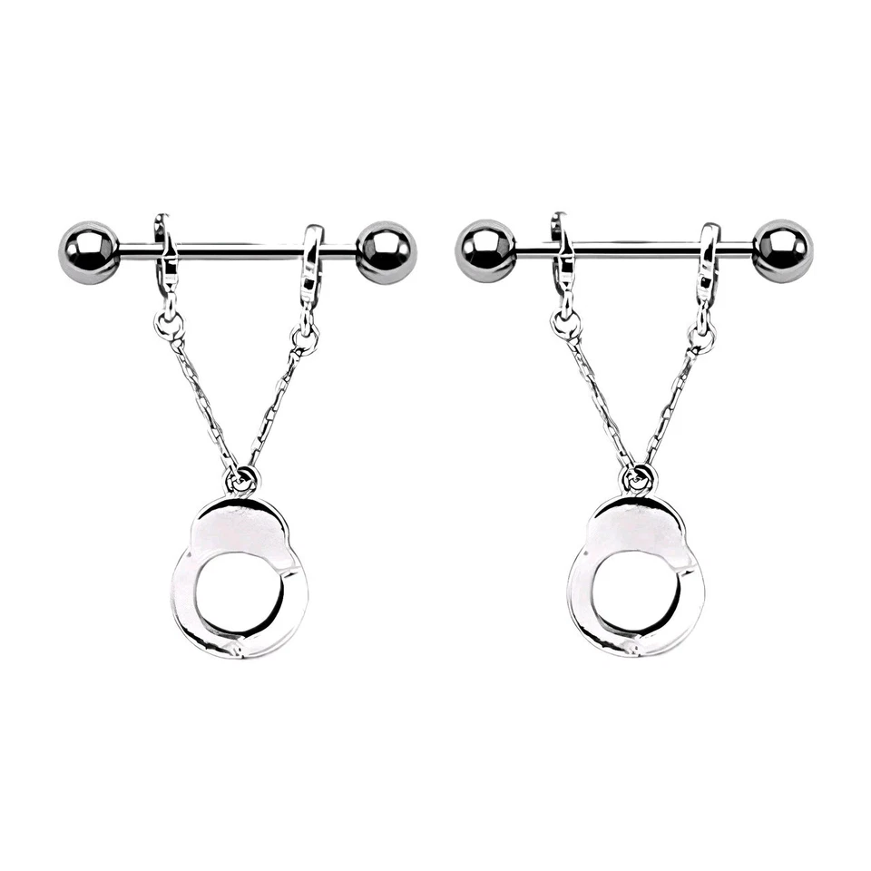 Coppia di barre e catene per piercing manette 14 g (1,6 mm) in acciaio chirur... - Immagine 1 di 4