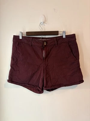 Pantalones Cortos American Eagle Midi Súper Elásticos Talla 14 Granate AEO Sarga  Foto 1 de 4