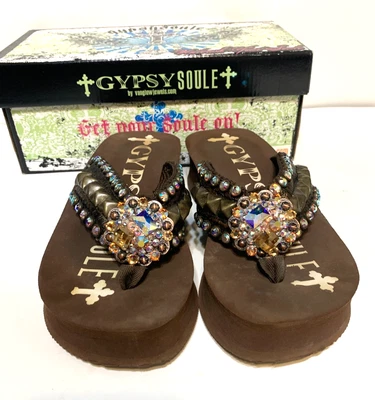 GYPSY SOULE * Elizabeth * Sandalias de plataforma occidental * Para mujer Talla 8 * Marrón * Foto 1 de 4