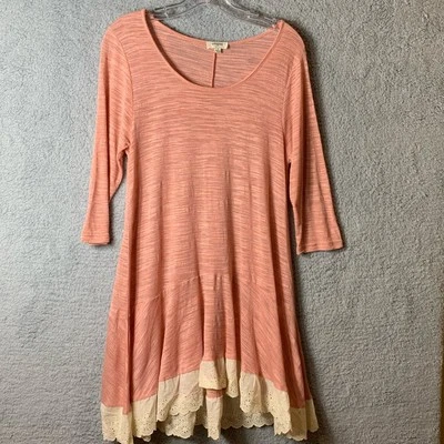 Top túnica Umgee para mujer S pequeño melocotón naranja rosa con ojales Boho Lagenlook Foto 1 de 4