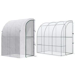 Outsunny Outdoor Walk-in Lean-to Greenhouse, PE Cover - Picture 1 of 23