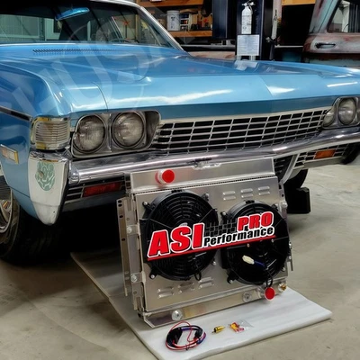 4 Row Radiator&Shroud Fan FOR 1964-1967 CHEVY CHEVELLE EL CAMINO CARS I6 V8 Foto 1 de 4