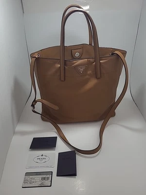Prada Saffiano Soft Caramel With Silver Accents BN2666 Pre-owned With Card  - Image 1 of 4