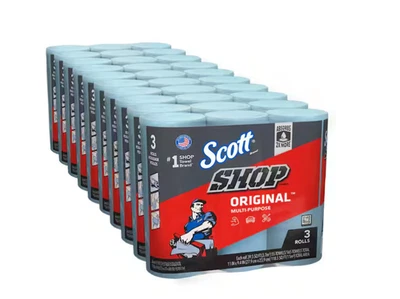 Toallas Scott Original Blue Shop, 30 rollos en total - limpieza de alta resistencia - 10 paquetes Foto 1 de 4