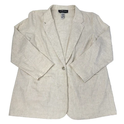 Женский блейзер Sag Harbor желтовато-коричневый бежевый льняная смесь размер 16 опрятный офис - Изображение 1 из 4