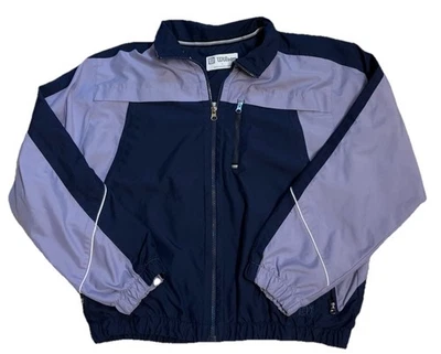 Wilson’s Preppy 紫色海军蓝拉链衬里风衣轰炸机夹克活动外套 M — 第 1/4 张图片