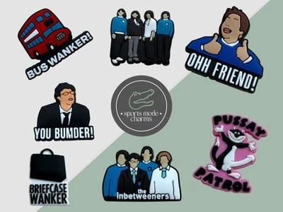 SPORTS MODE CHARMS The Inbetweeners - Charms for Shoes Clogs Sandals - TV UK Jay Bus Wanker Friend