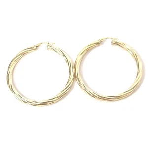9ct Gold Twisted Hoop Earrings Hallmarked 49mm High 46.5mm Wide 4g - Picture 1 of 17
