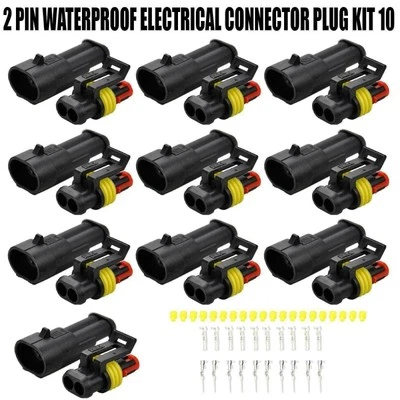 10Kit 12V 2Pin Cable Connecteur Fil Fiche Scell??e pour Voiture ??lectrique-??t - Imagen 1 de 4
