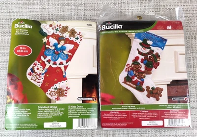 2 kits de meias de feltro Bucilla 16" FAIRY SWEET 86439 & FUN IN THE SNOW 86484 - Imagem 1 de 4
