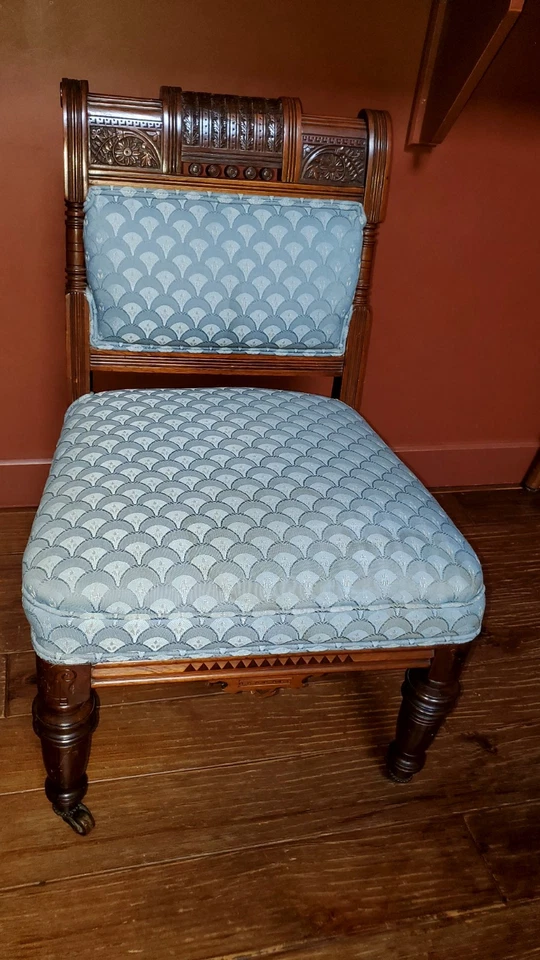 Vintage Hand Carved Upholstered Arm Chair, Very Unique - Image 1 of 4