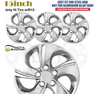 (4 Pack)15 Inch Hubcaps for 2013-2015 HONDA CIVIC SEDAN R15 Wheel Rims Cover - Image 1 of 4