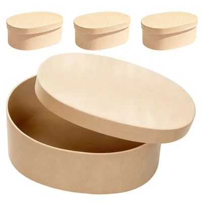 4 Pcs Oval Gift Box Kraft Boxes Paper Small Pressed Flower Storage Kit Gifts - Image 1 of 4