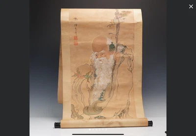 Vintage Japanese Scroll with wooden storage box - Image 1 of 4