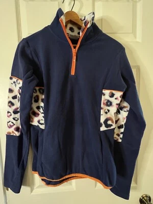 Roxy Sayna Warm Flight Half 1/4 Zip Polar Fleece Women's Navy Blue Orange Small - Image 1 of 4