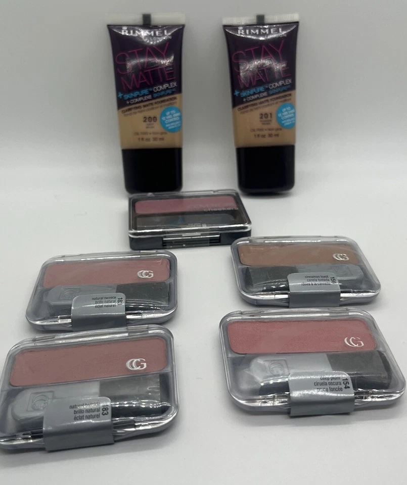 Lot Of 7 Misc - 5 CoverGirl Cheekers  Powder Blush New & 2 Rimmel Foundations - Image 1 of 4