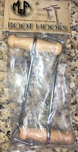 2 Vintage Boot Pulls Steel Hooks w/ Wood Handles 7" Cowboy Western Riding Puller - Picture 1 of 1