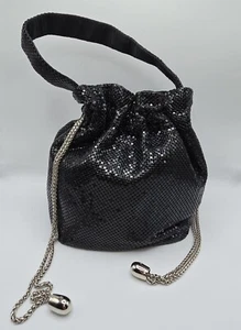Gianni Bini Black Mesh Metal Sequin Mini Bucket Bag - Picture 1 of 8