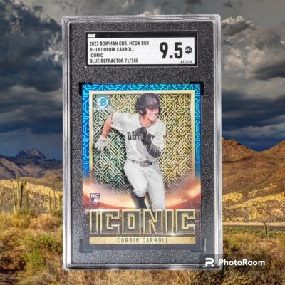 Corbin Carroll 2023 Bowman Chrome Mega Box Iconic Blue Refractor /150 SGC 9.5 - Image 1 of 4