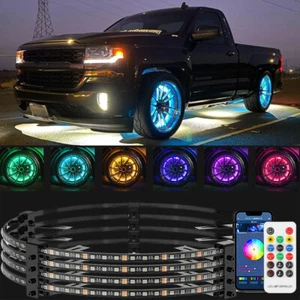 4x 15.5" RGB LED Wheel Ring Rim Lights For Chevrolet Silverado 1500 2500 3500 - Foto 1 di 10