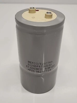 Condensador de lata grande MEPCO/ELECTRA 67.000MFD 30W VDC 3120DF673U030 NUEVO NOS Foto 1 de 4