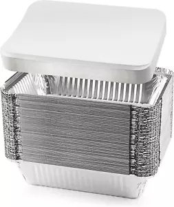 8.4" X 5.9" Disposable Aluminum Pans with Lids Foil Containers for Cooking Bakin - Picture 1 of 7