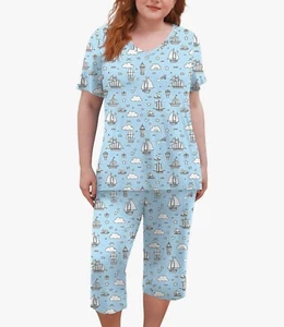 syoss Women's Plus Size 2 Piece Pajama Sets Loungewear Sleepwear Ladies Pjs Sets - Picture 1 of 4