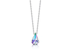 Aurora Borealis Teardrop 18 Inch Necklace Made with Swarovski Elements - Picture 1 of 4