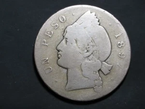 1897 A BELGIUM ~ SILVER UN PESO ~ LIBERTAD ~ KM 16 - Picture 1 of 2