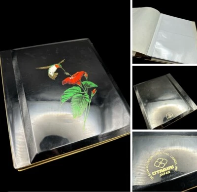 Álbum de fotos negro vintage Otagiri Japón colibrí lacado  Foto 1 de 4
