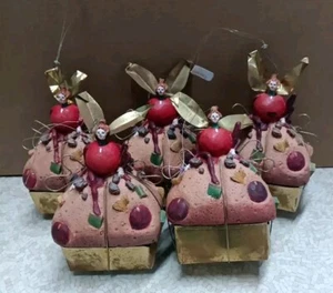 (Lot Of 5) Dept 56 Tutti Frutti Fruit Cake Christmas Tree Fruit Fairy Ornaments - Picture 1 of 14