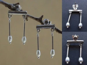 Silver Pearl Replica Roman Earrings - Picture 1 of 1