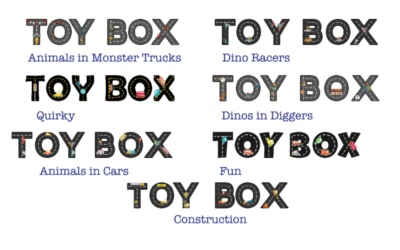 CAIXA DE BRINQUEDOS etiqueta adesiva vinil adesivo em letras design de carros de transporte rodoviário 3" - Imagem 1 de 4