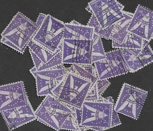 Postage Stamps For Crafting: 1942 3c Win The War - V & Eagle; Purple; 50 Pieces - Picture 1 of 1