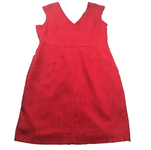 Ellen Tracy Womens Sleeveless Dress Size L Red V-Neck Lined A Line - Picture 1 of 9