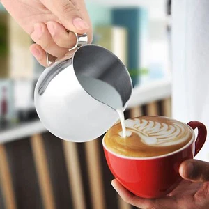 10oz milk frother cup Stainless Steel Non-Stick Milk Frothing Jug Milk/Coffee... - Picture 1 of 9