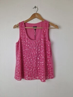 Camiseta sin mangas Armani Jeans Rosa Lentejuelas Frontal Sin mangas Camiseta sin mangas Nuevo con etiquetas Precio de venta sugerido por el fabricante 189 GBP Reino Unido Talla 8 Foto 1 de 4