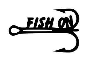 Fishing Fish On Treble Hook Decal #1 2.5"x4" Choose Color - Picture 1 of 2