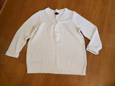 Suéter de punto suave blanco para mujer Ellos cuello en V talla 14-16, 100 % algodón Foto 1 de 4